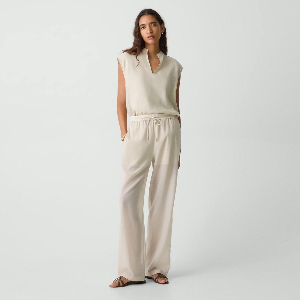 NWT Theory Drawcord Pull-On Pants in Sand